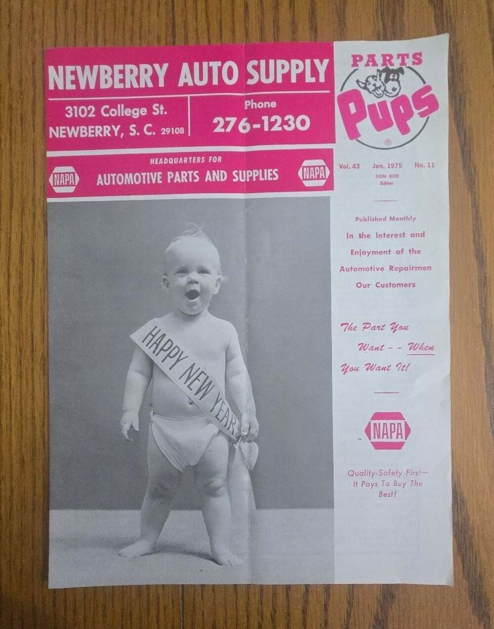 Vintage 1975 NAPA Parts Pups Monthly Magazine Vol. 43 No. 11